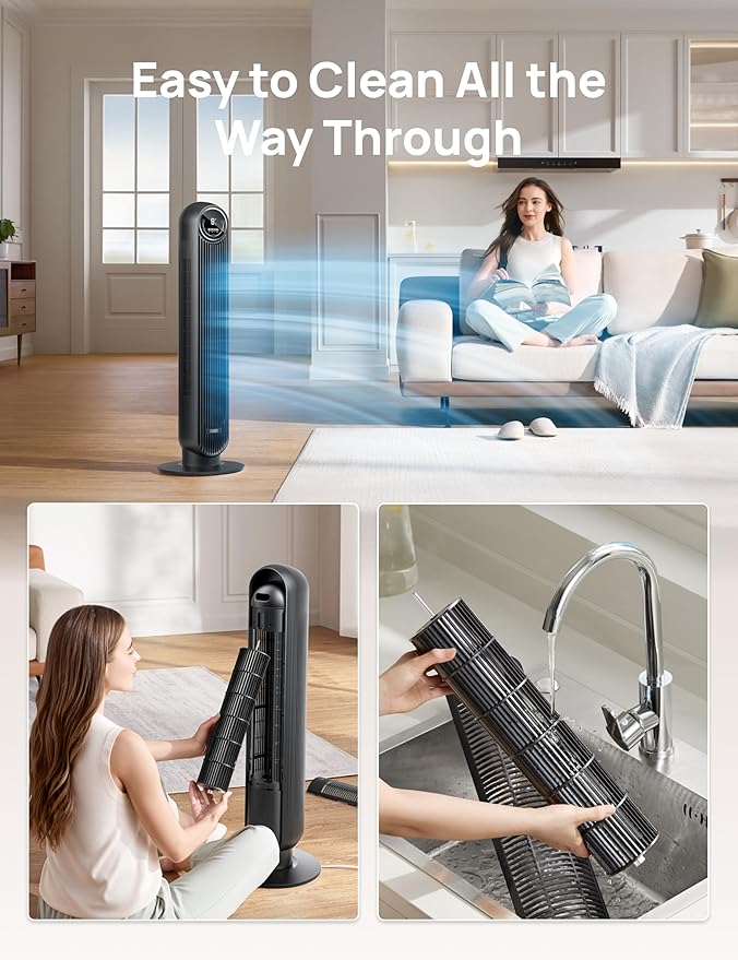 Dreo Tower Fan for Bedroom, 25ft/s Velocity Quiet Floor Fan, 90° Oscillating - Image 6