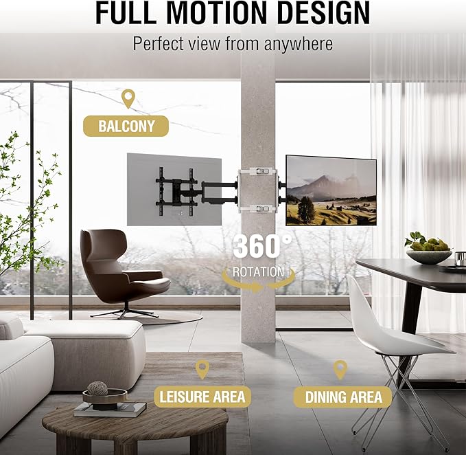 CondoMounts CLMTVA1144 Full Motion Small Pillar | Gazebo TV Mount | Round & - Image 2