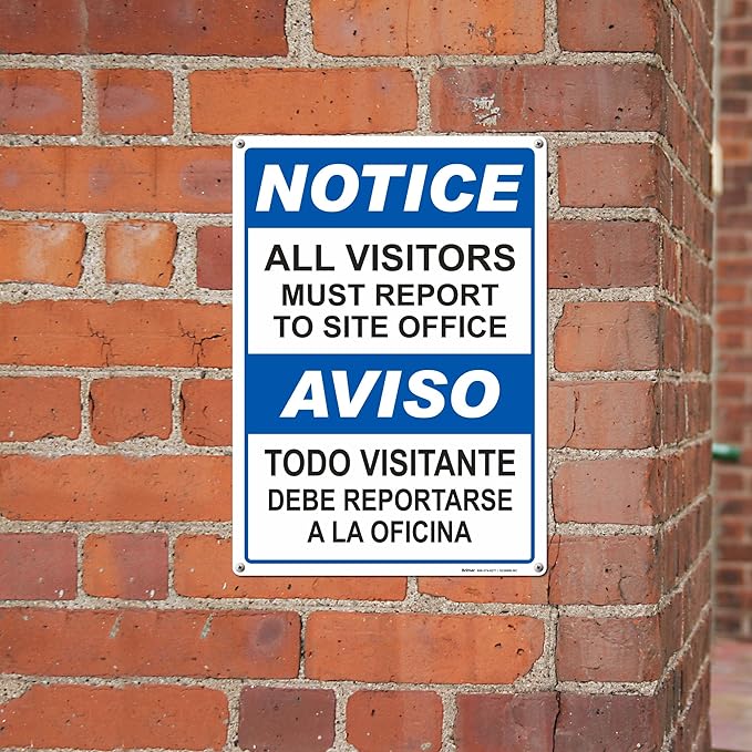 Brimar - 10" x 14" - Bilingual All Visitors Report Site Office Sign - .055″ - Image 4