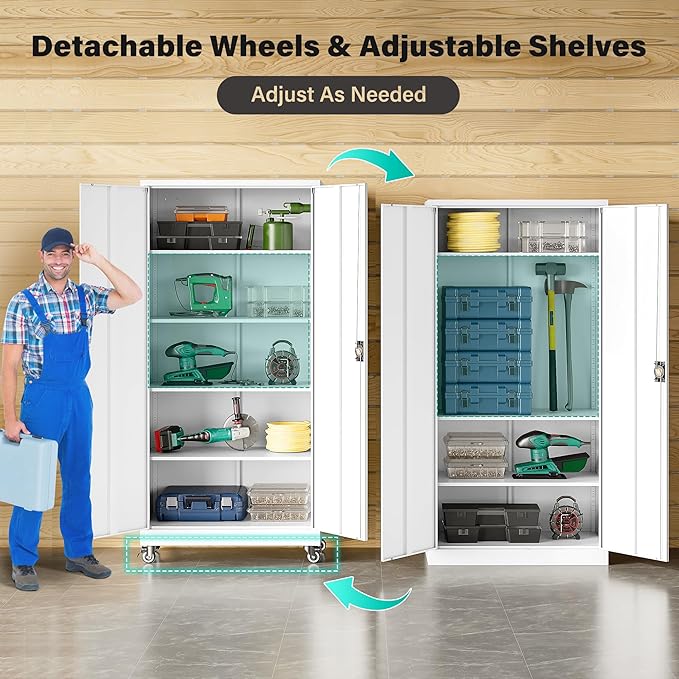 SISESOL 75" Tall Metal Storage Cabinet - Image 5