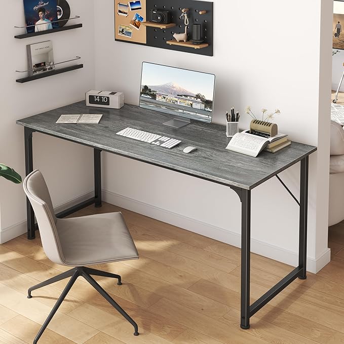Huuger Computer Desk, 55 Inch Home Office Desk, Gaming Writing Work from Home - Image 6