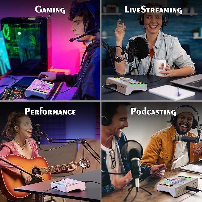 IXTECH Gaming Audio Mixer 4 Channel Soundboard, Streaming RGB PC Audio Interface - Image 8
