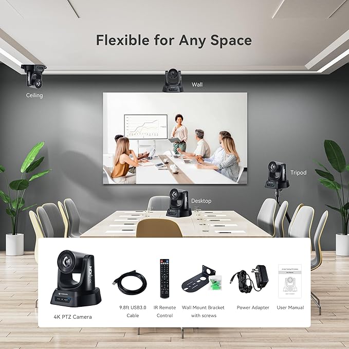 TONGVEO 4K NDI PTZ Camera AI Auto-Tracking 20X Optical Zoom HDMI IP Live - Image 9