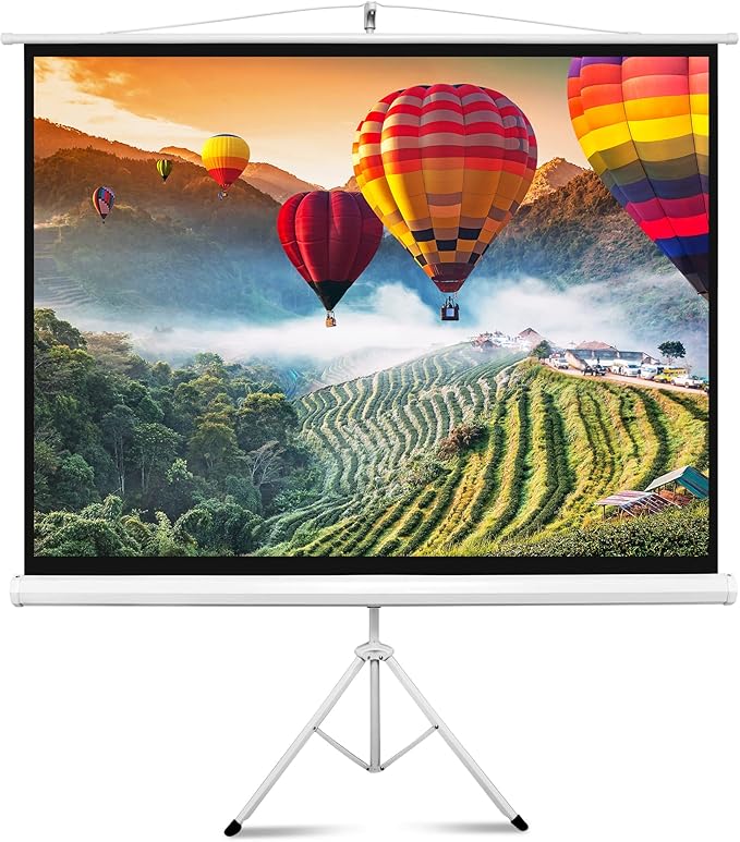Projector Screen 84" with Floor Standing Portable Fold-Out Roll-Up Tripod Manual by PyleUSA