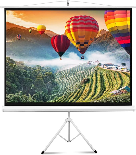 Projector Screen 84" with Floor Standing Portable Fold-Out Roll-Up Tripod Manual by PyleUSA