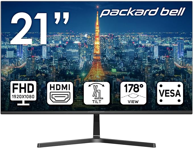 Packard Bell airFrame 21" FHD Monitor, VESA Mount Compatible, Tilt Adjustment by PackardBell