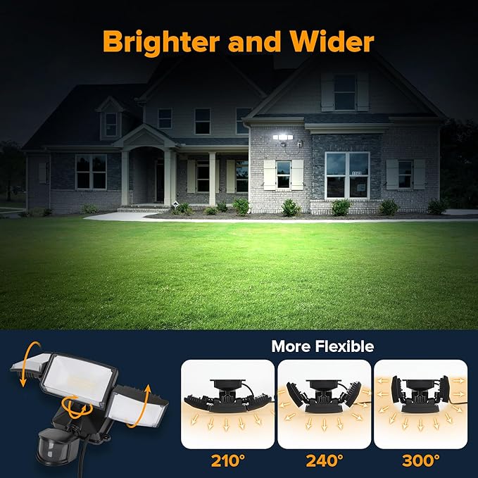 LUTEC 50W Motion Sensor Outdoor Lights, 5500 LM Plug in Flood Light Outdoor - Image 6