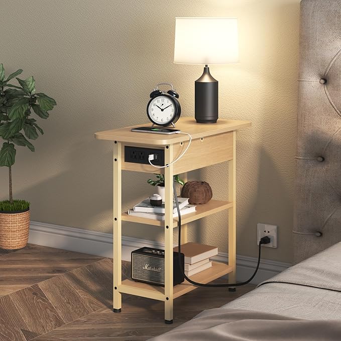 LIDYUK End Table with Charging Station, Flip Top Side Table with USB Ports and - Image 6