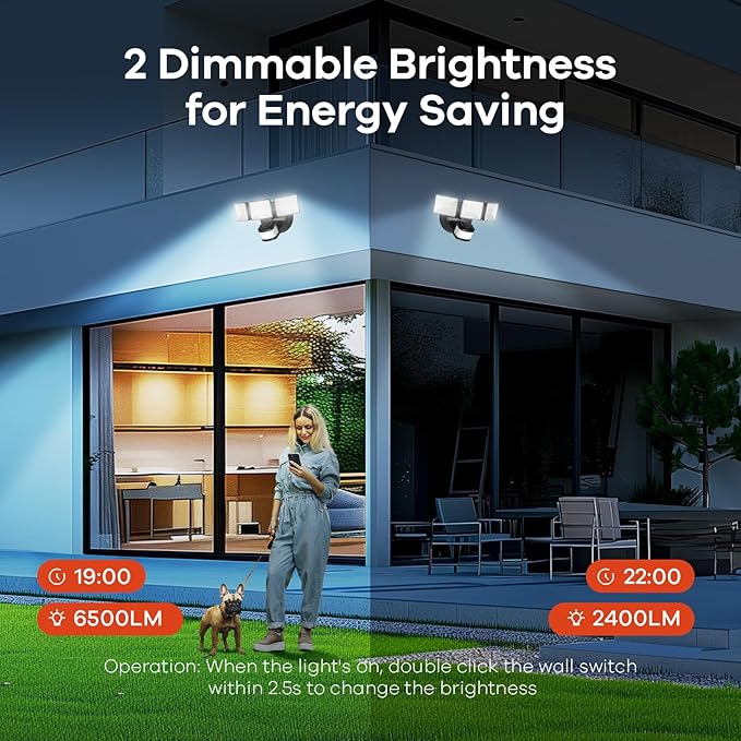 OREiN Motion Sensor Outdoor Flood Light 42W 6500LM, Super Bright LED Security - Image 5