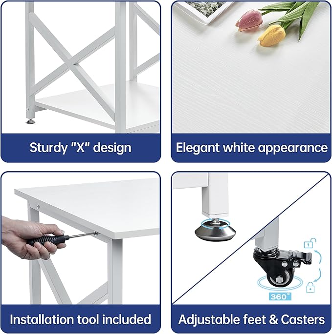 Fannova 23.6 x 23.6 Inches Large Printer Stand, 2 Tier Square Printer Table - Image 7