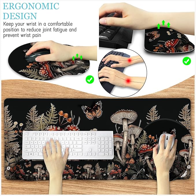 LIMKRIAN Mushroom Mouse Pad Set Large Desk Matt - Image 6
