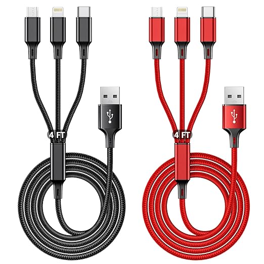 Multi Charging Cable, 4ft 2Pack Multi Phone Charger Cable Braided Universal 3 by Yrcxtxjy