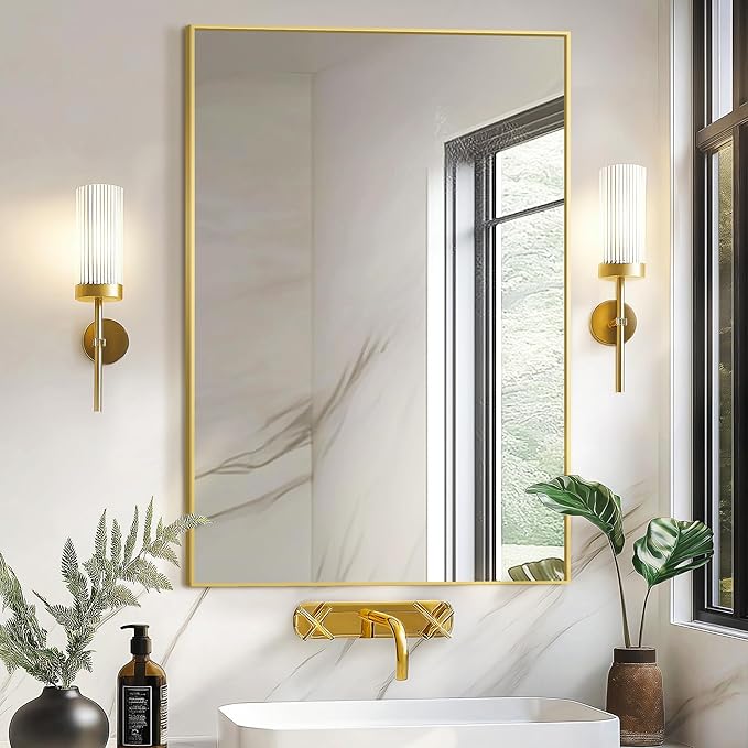 Bathroom Vanity Mirror for Wall, HD Shatterproof Glass, Hangs Horizontally or - Image 3