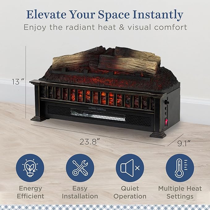Country Living 23 inch Electric Log Set | Crackling Sound | 1000 Sq Ft Heater | - Image 6