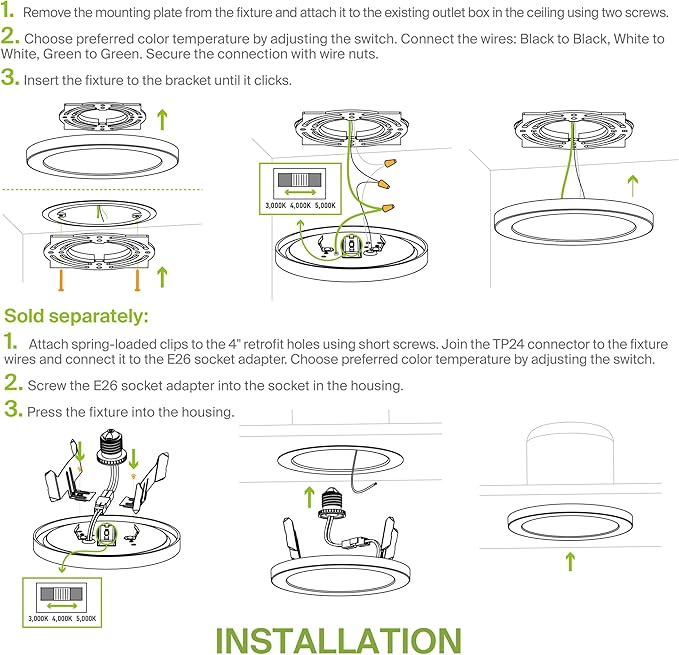 ASD LED 7" Round Flush Mount Ceiling Light Fixture, Low Profile Surface - Image 9