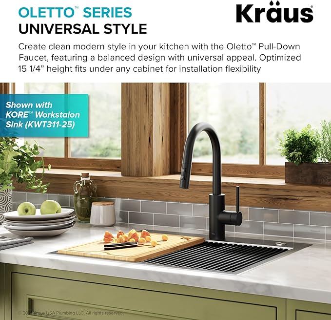 KRAUS Oletto Single Handle Pull Down Kitchen Faucet - Image 4