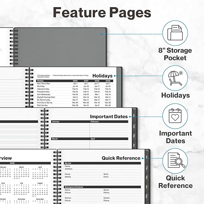 Dunwell 2026 Planner Book 8.5x11, Weekly Monthly Calendar, Jan to Dec, Large - Image 7