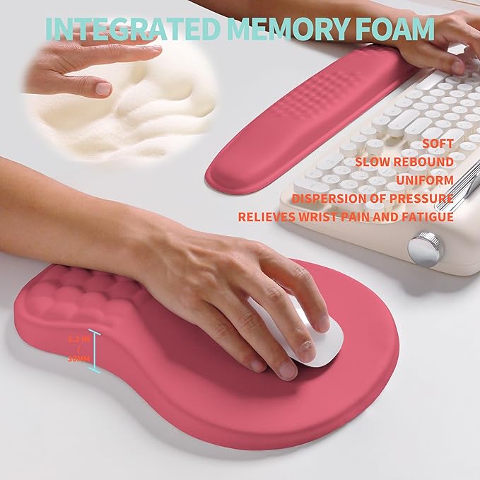 KUOSGM 2-in-1 Ergonomic Set, Wave Rise Keyboard Wrist Rest and Massage Bulge - Image 4