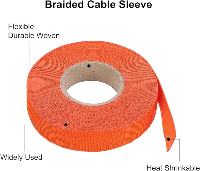 MECCANIXITY Braided Cable Sleeves Heat Shrinkable Fabric Sleeving, 5/8" 40ft - Image 4