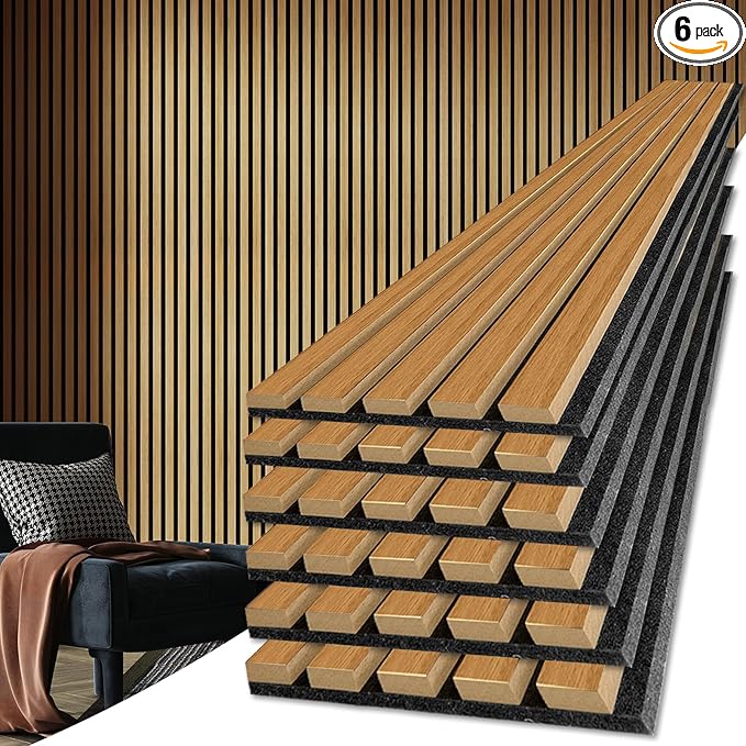 Art3d 6-Pack Acoustic Wood Slat Wall Panels by Art3d