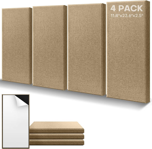 4Pack Fiberglass Acoustic Panels, Self Adhesive Sound Proof Foam Panels