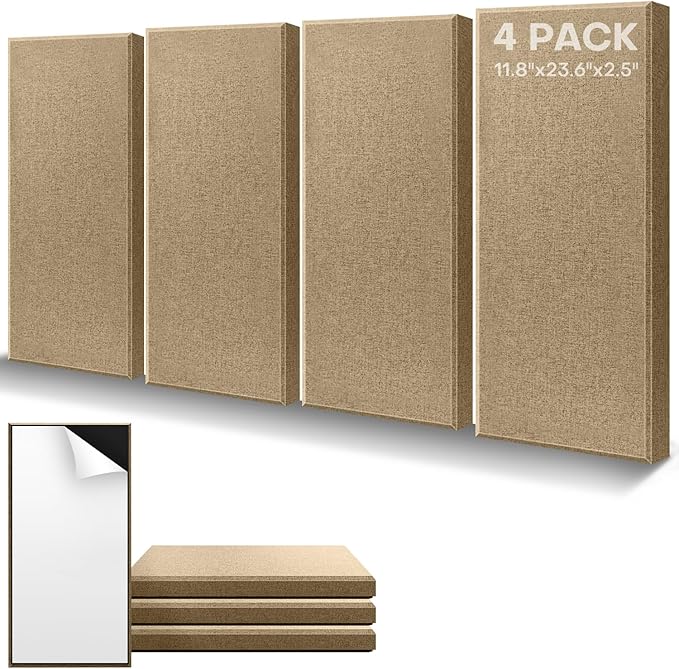 4Pack Fiberglass Acoustic Panels, Self Adhesive Sound Proof Foam Panels by Knightsacoustic