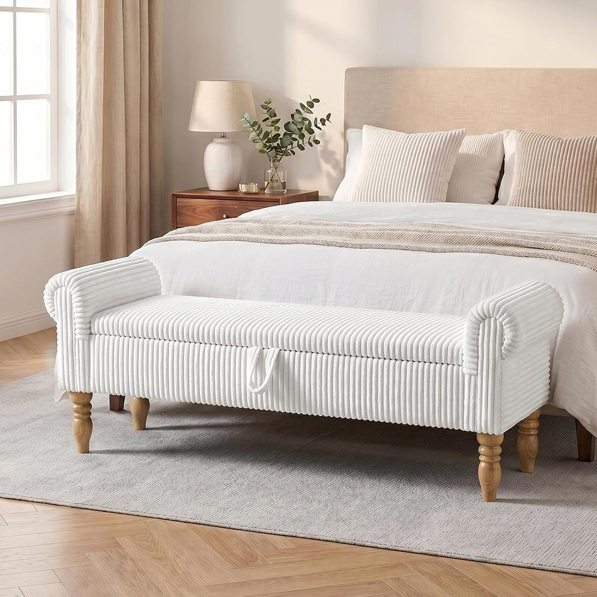 60" storage bench for bedroom,end of bed bench, main product view