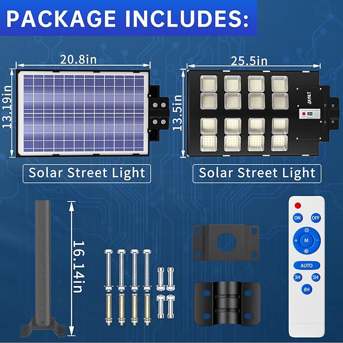 JAYNLT Y-3000W Solar Street Lights Outdoor, 300000LM 6500K Commercial Parking - Image 6