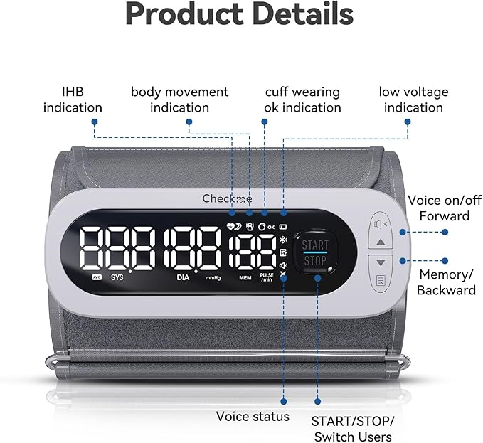 Checkme Rechargeable Blood Pressure Monitor, Automatic Upper Arm BP Machine - Image 8