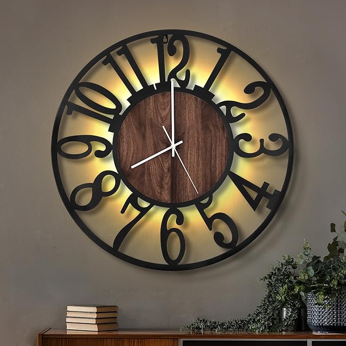 LEIKE Large Wall Clocks with Night Light Battery Operated, Silent Non Ticking by LEIKEWALLCLOCK