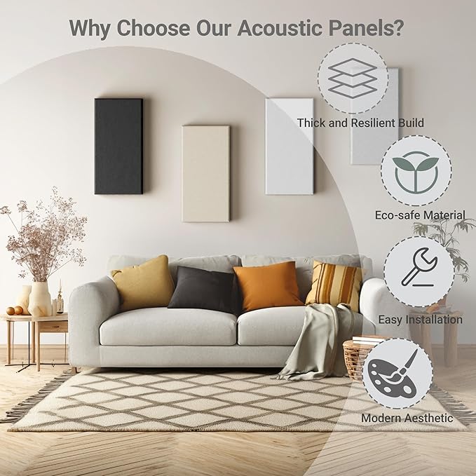 4 Pack High-Density Core with Fabric Cover Acoustic Panels – 24×12×2 In - Image 5