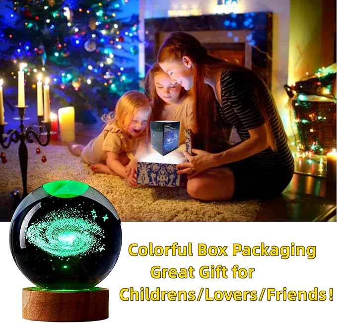 Conalisk 3D Galaxy Crystal Ball Lamp, 3.15 Inch K9 Crystal Ball Night Light - Image 5