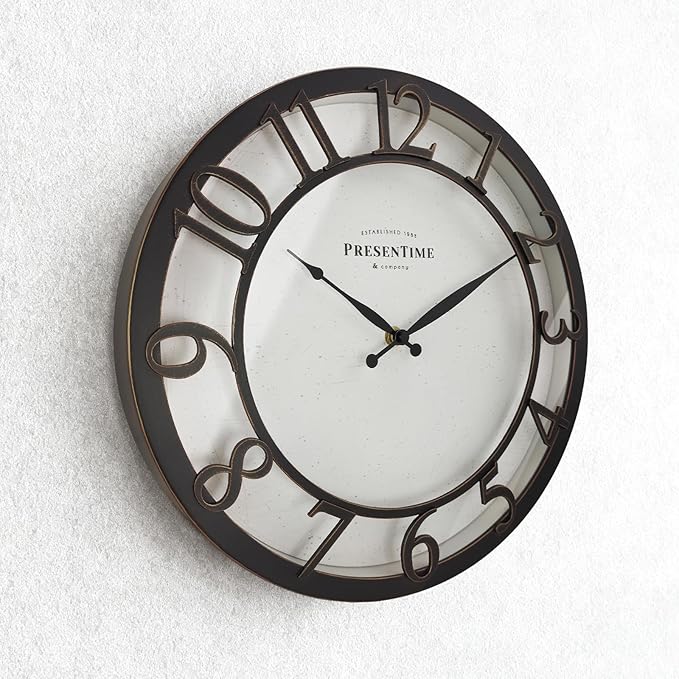 Presentime & Co 13" Farmhouse Series Wall Clock, Vintage Style, Retro Clock - Image 3