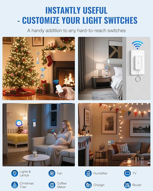 WILAWELS Remote Control Outlet Wireless Wall Switch, Wireless On Off Remote - Image 8
