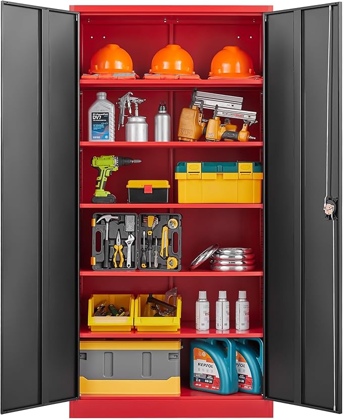SISESOL Red Metal Storage Cabinet - Image 7
