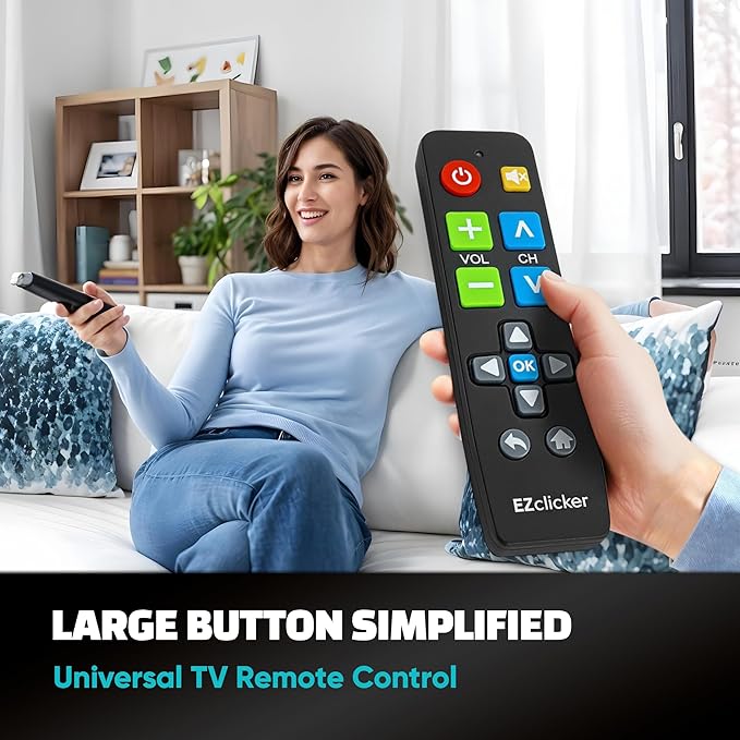 EZclicker Big Button Universal TV Remote Simple Easy to Use, Works - Image 2