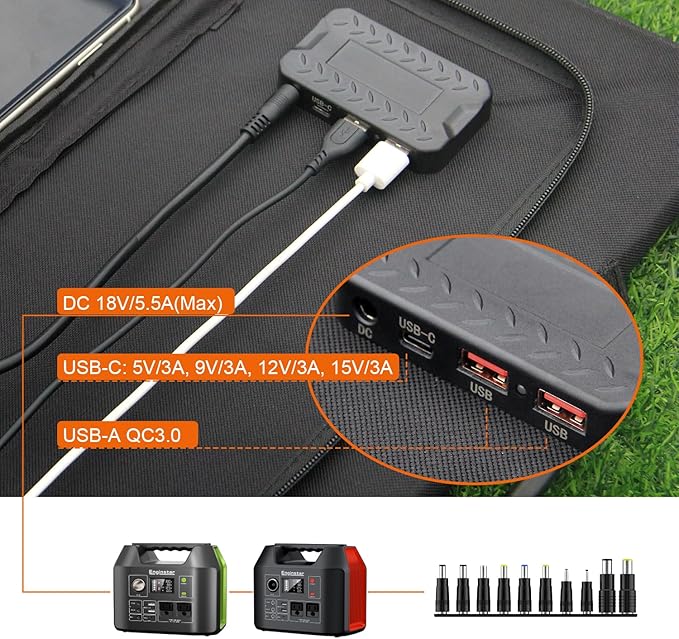 EnginStar 100W Foldable Solar Panel w/ 18V DC Outlet - Image 5