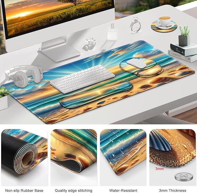 Gaming Mouse Pad, Large Desk Mat, Cute Desk Pad Protector, 4in1 XXL Mousepad + - Image 9