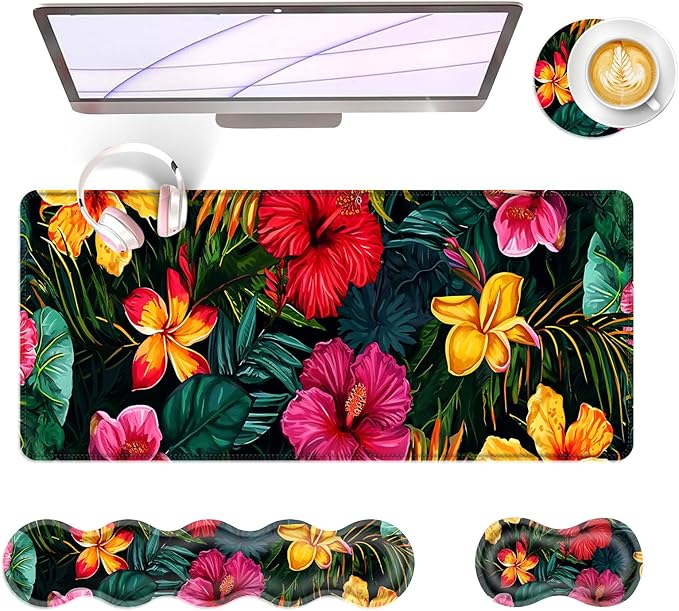 BFUKVOU Large Keyboard Mouse Pad Set, Extended Mouse Pad+Keyboard Wrist Rest by Unknown