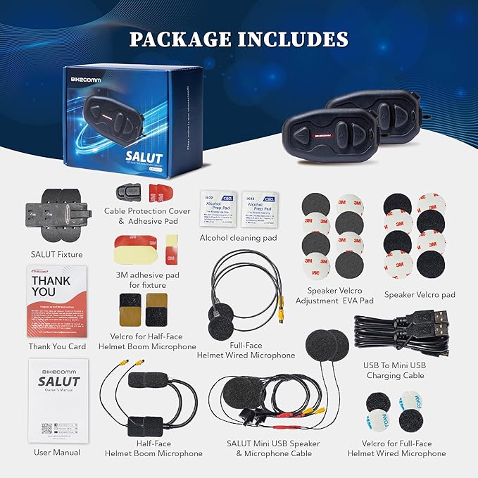 BIKECOMM Salut Motorcycle Helmet Speakers Intercom – 1000M Range Wireless - Image 7