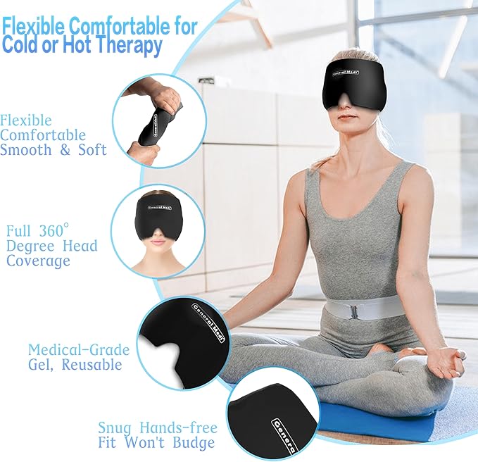 General Medi Headache & Migraine Ice Wrap Cap, Cold Therapy Migraine Relief Hat - Image 3