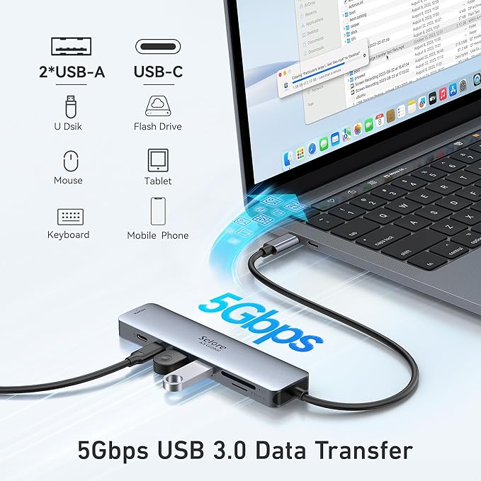 USB C Hub HDMI Adapter for MacBook Pro/Air, 7 in 1 USBC Dongle - Image 5