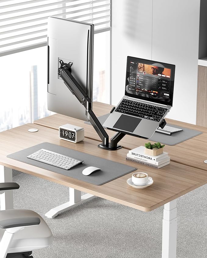 monTEK Dual Monitor Stand for Desk, 17-32 Inch Mechanical Spring Dual Arm - Image 8
