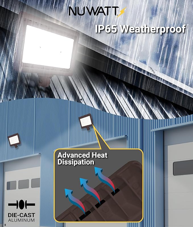 NUWATT 90W LED Flood Light, 3CCT 3000K/4000K/5000K Selectable, IP65 Waterproof - Image 3