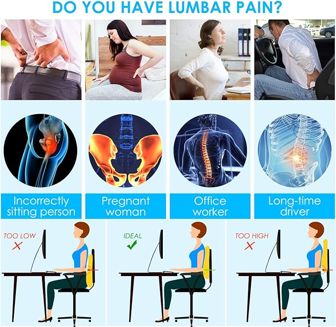 Niceeday Lumbar Support Pillow for Office Chair Car Back Support Pillow - Image 2
