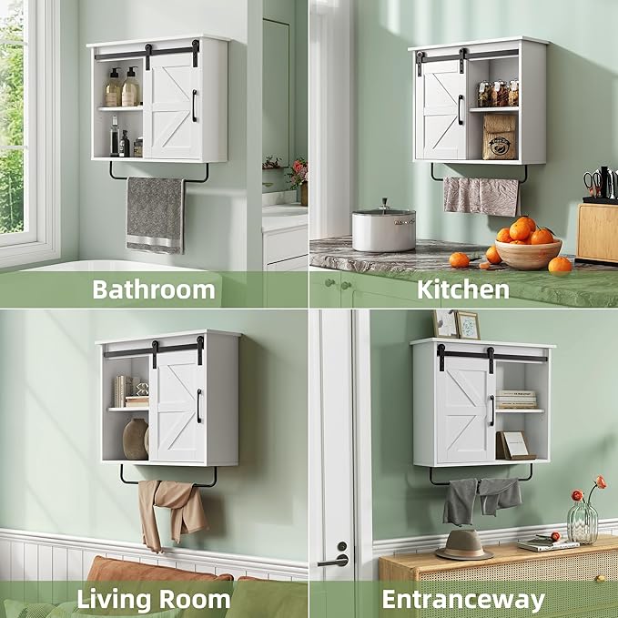 Bathroom Wall Cabinet Over Toilet Sliding Door 23x19 Inch Farmhouse Medicine - Image 5