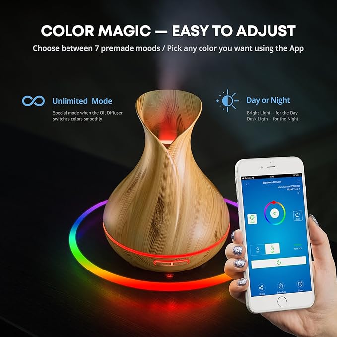 Sierra Modern Home Smart WiFi Wireless Essential Oil Aromatherapy Diffuser - Image 3