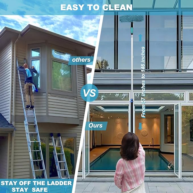 20 Ft+ Reach 2 In 1 Window Squeegee Duster - Image 4