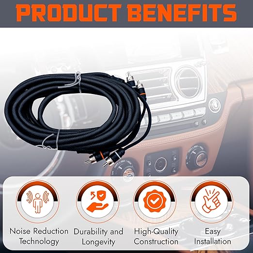 Elite Audio Premium Series 17ft. 2-Channel Car Audio RCA Cable – Double Shielded - Image 5