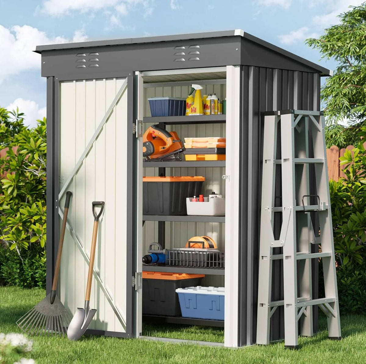 bealife 5' x 3' outdoor storage shed, metal, main product view